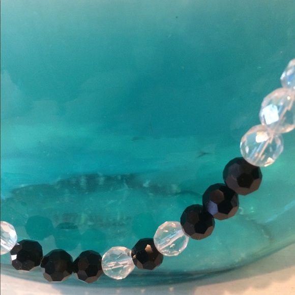 Handcrafted Clear & Black Crystal Necklace with recycled antique clasp - Picture 4 of 5